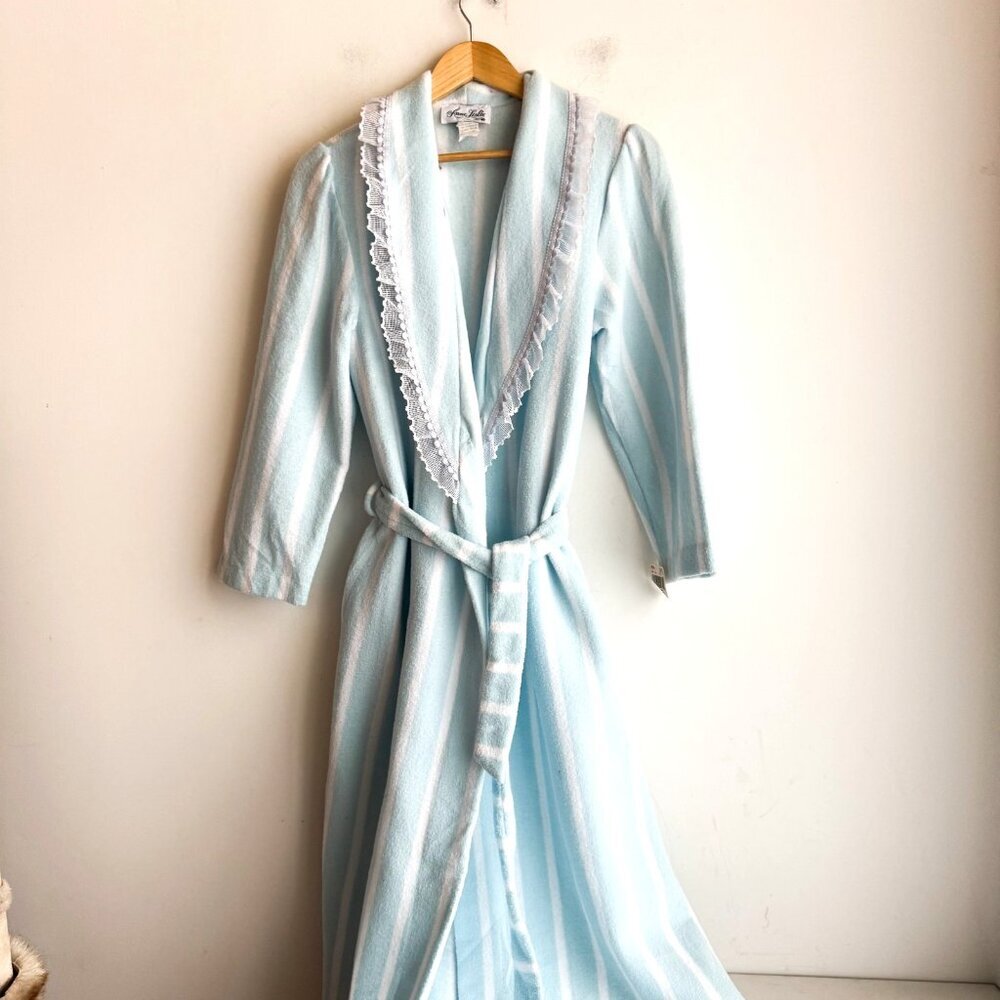 Anne Leslie Blue White Stripe Vintage Deadstok Robe S